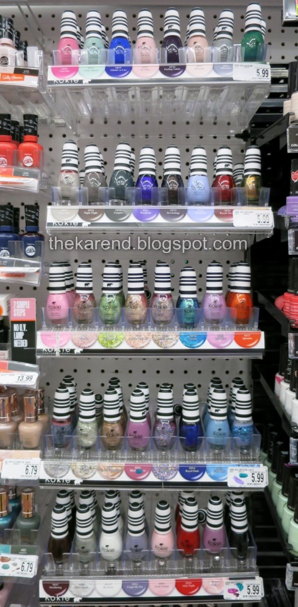 Kokie nail polish display at Bed Bath and Beyond