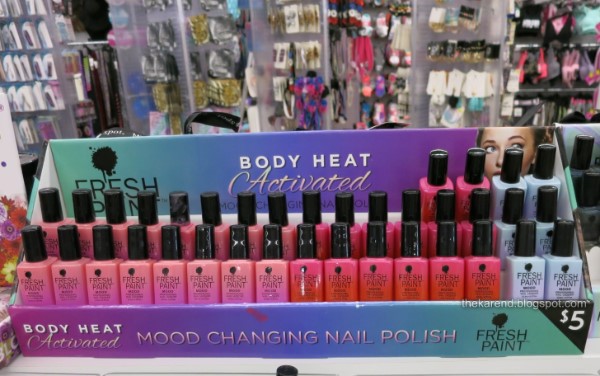 Fresh Paint Mood Changing nail polish display at Five Below