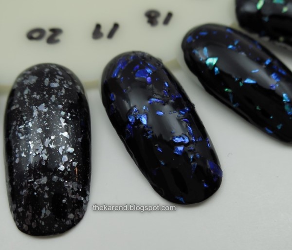 nail wheel with flakie polishes over black