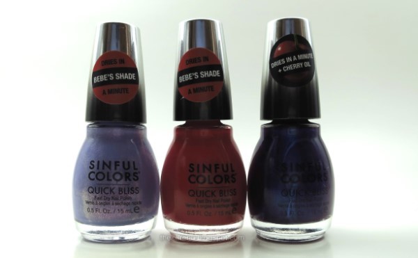SinfulColors Quick Bliss nail polish in Vvvroom, Speedster, and Fast Ride
