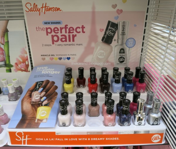 Nail polish display for Sally Hansen Miracle Gel 2022 spring/Valentines's collection Romance in Paris