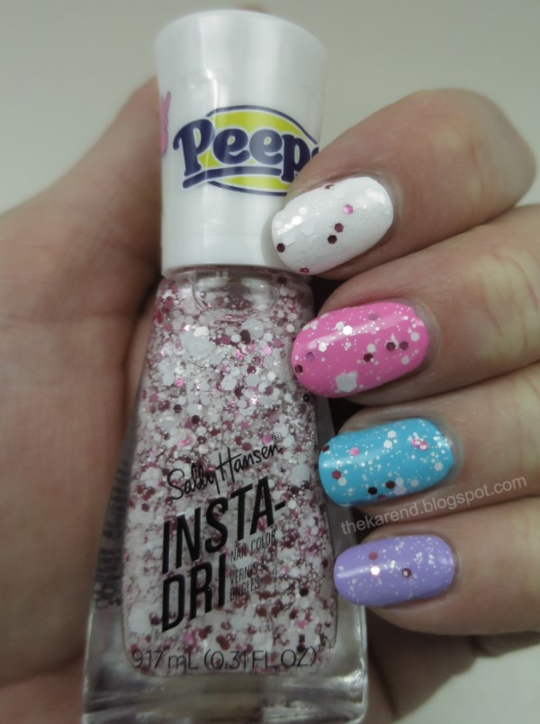 Sally Hansen x Peeps Insta Dri nail polish PEEPS White, PEEPS Pink, PEEPS Lavender, PEEPS Blue, PEEPS Sparkly Wild Berry