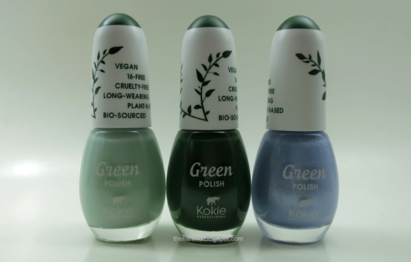 Kokie Green nail polish in What Deadline, Eden, and Glass Slipper