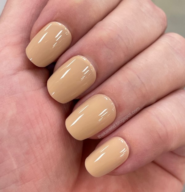 imPress press on nails in Sweet Love, a plain light camel brown