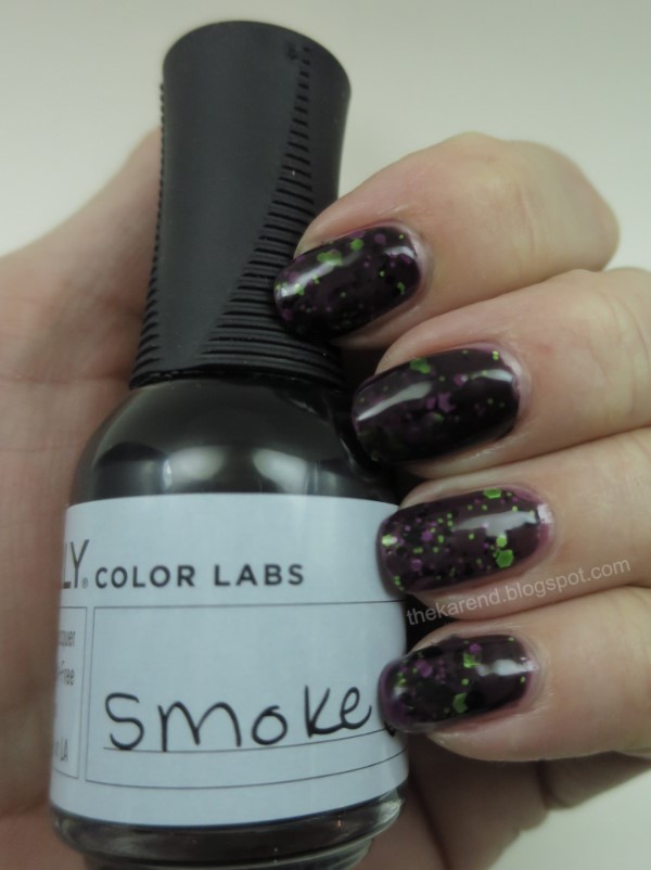 Orly x Kelly Marissa Witching Hour Wild Card over Mulberry Madness topped with Smoke