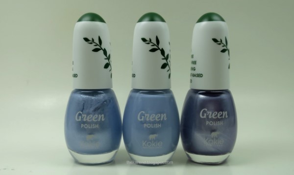 Kokie Green nail polish shades Glass Slipper, Oasis, and Dewy