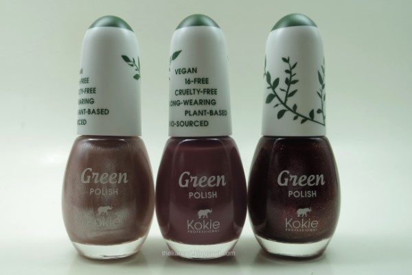 Kokie Green nail polish in Sweet Dreams, Call Me, and Prima Donna