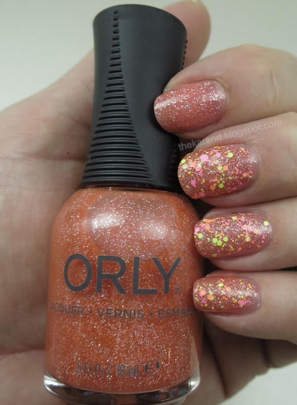 Manicure with Orly nail polish in As If and Party Animal