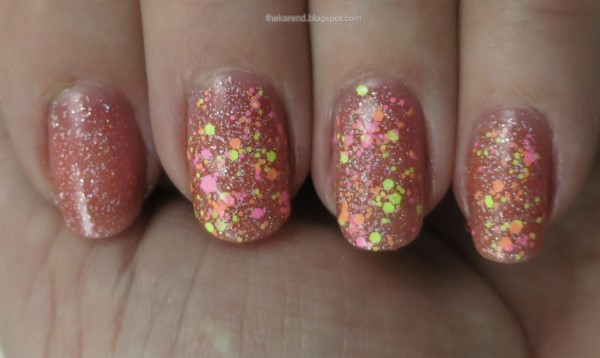 Manicure with Orly nail polish in As If and Party Animal