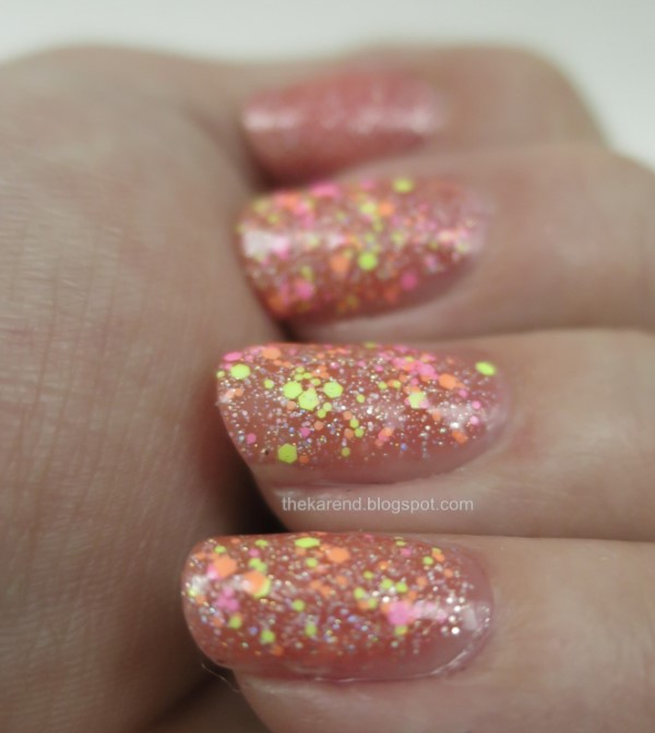 Manicure with Orly nail polish in As If and Party Animal